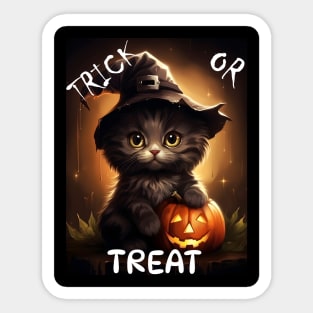 Trick Or Treat Halloween Cat Sticker